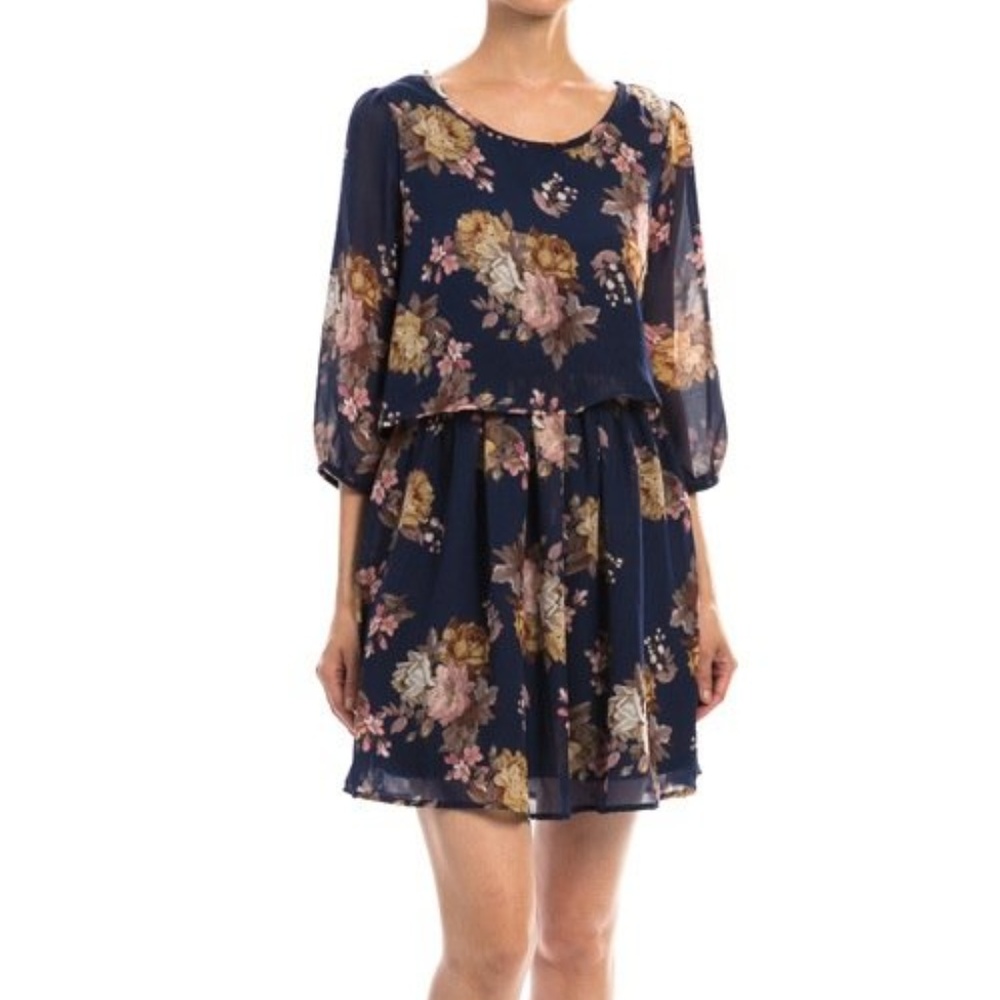 Navy Floral Dress NWT!